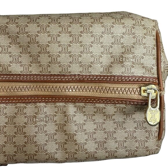 Auth Celine Boston Bag Macadam PVC Leather Canvas M08 Light Brown Monogram XL - Picture 11 of 16